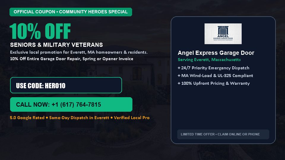 Angel Express Garage Door 10% OFF Seniors & Military Veterans in Everett, MA